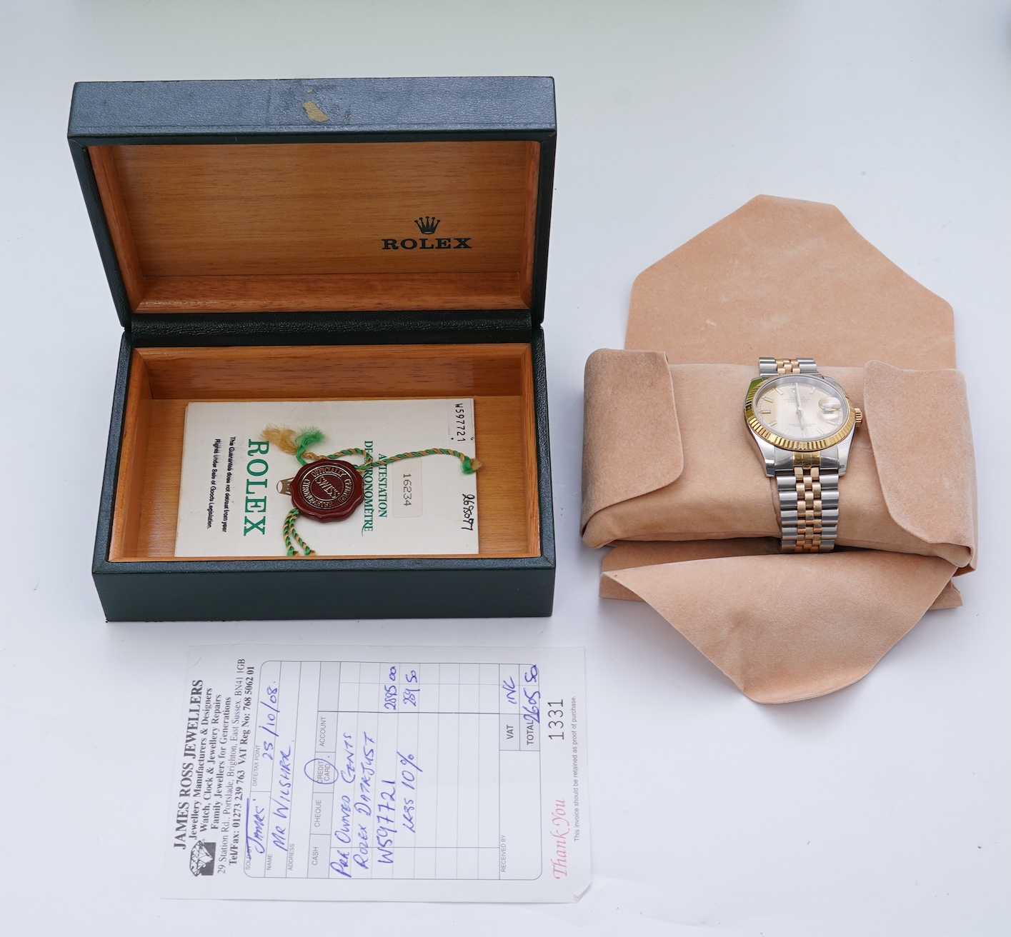 A gentleman's 1990's stainless steel and gold Rolex Oyster Perpetual Datejust wrist watch, on a stainless steel and gold Rolex bracelet